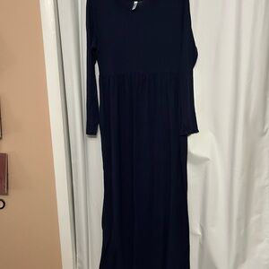 Elegant Navy Blue Long Sleeve Dress